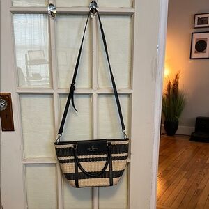 Kate Spade Black and Tan Striped Rattan Women's Bag
